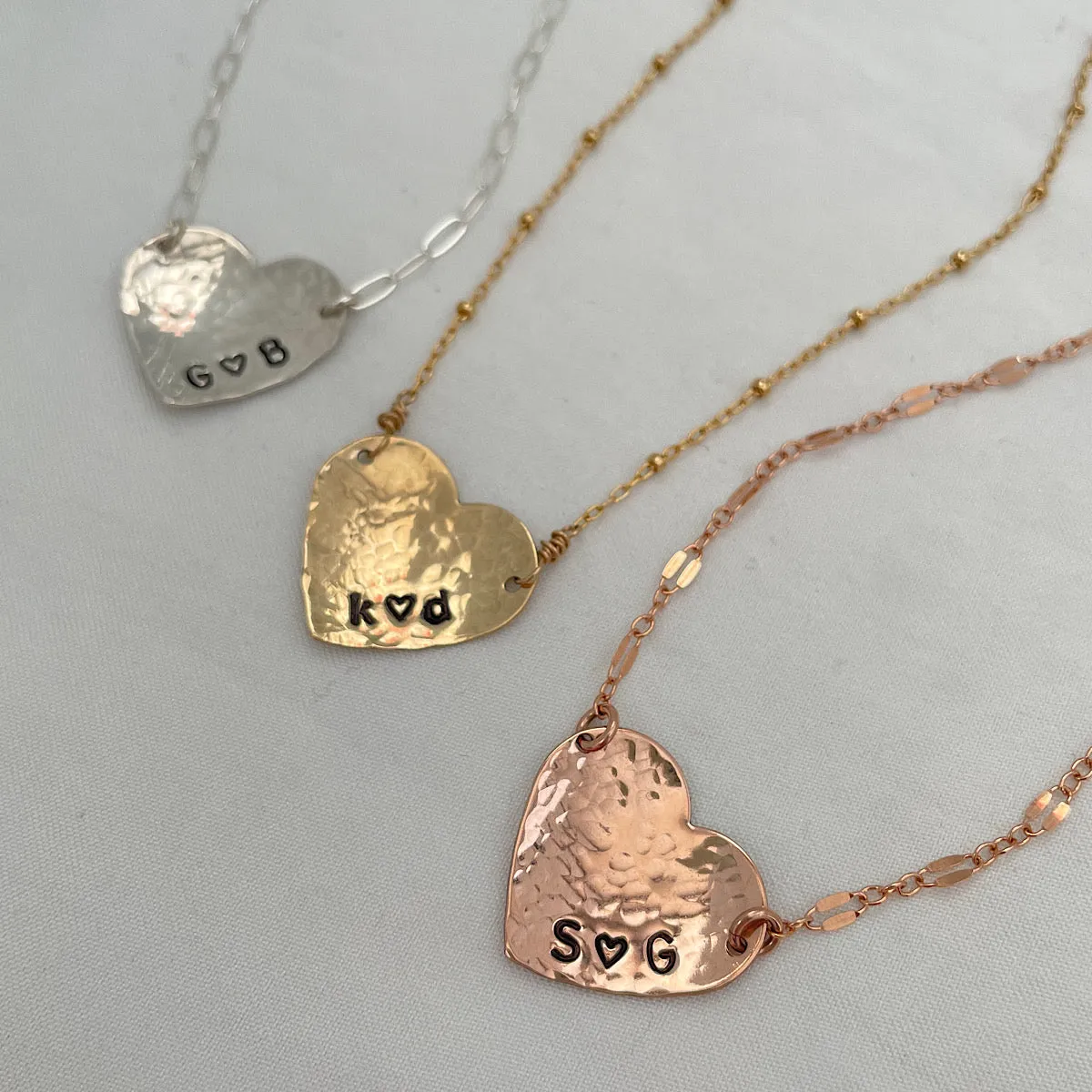 Hammered Personalized Heart Necklace