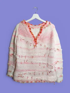 Handmade Fluffy Cotton Candy Sweater - size M-L