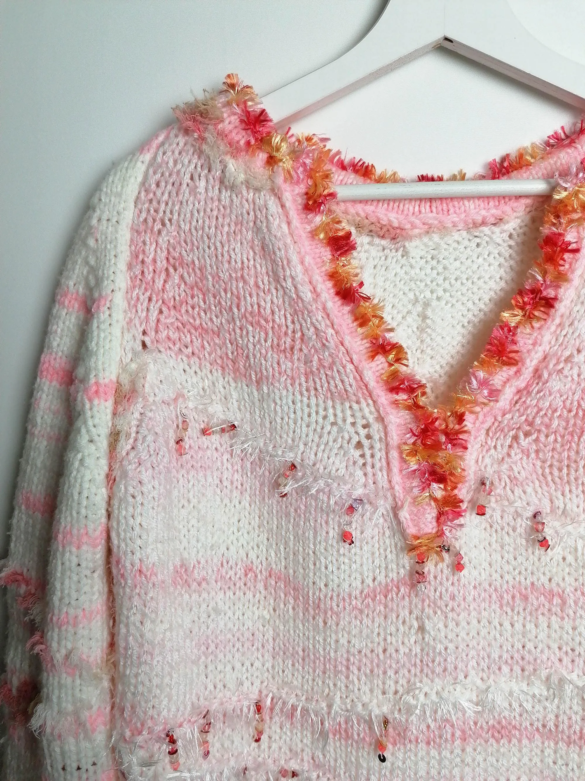 Handmade Fluffy Cotton Candy Sweater - size M-L