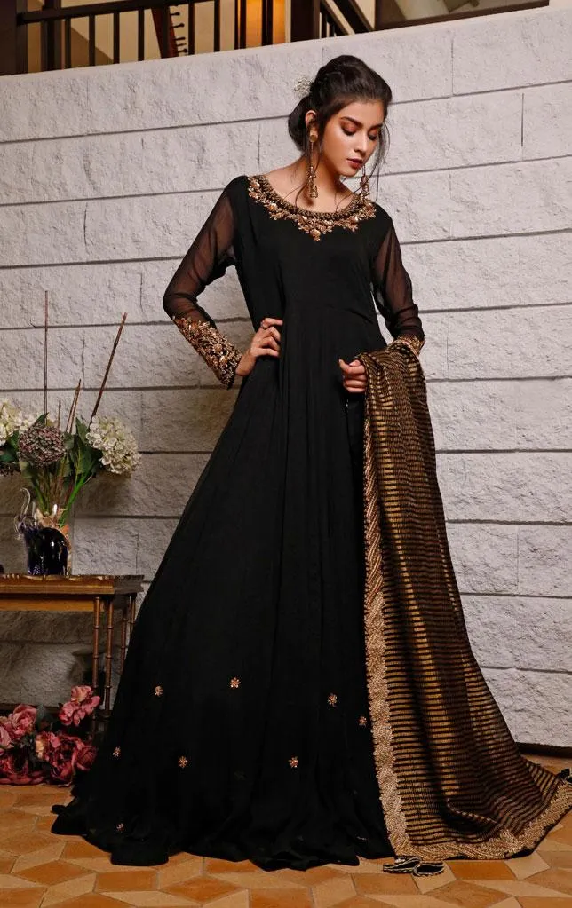 Handwork Embroidered Chiffon Long Maxi | WC1920 | M2019103