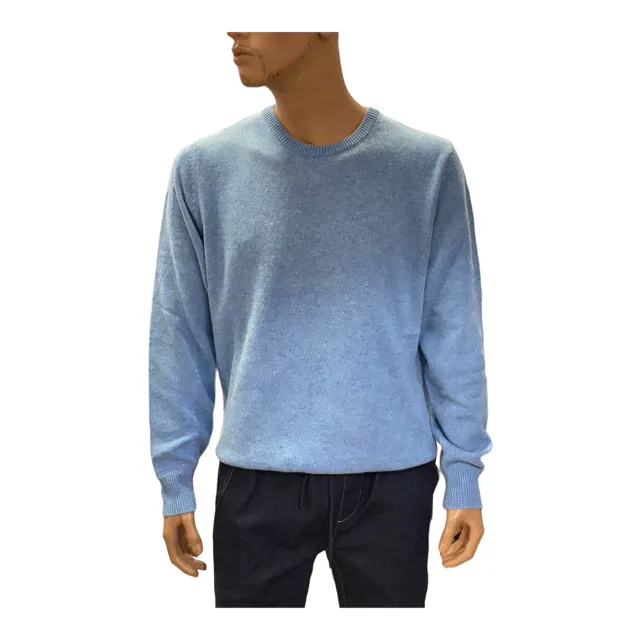 Italian Stories Men's crew neck sweater light blue grass