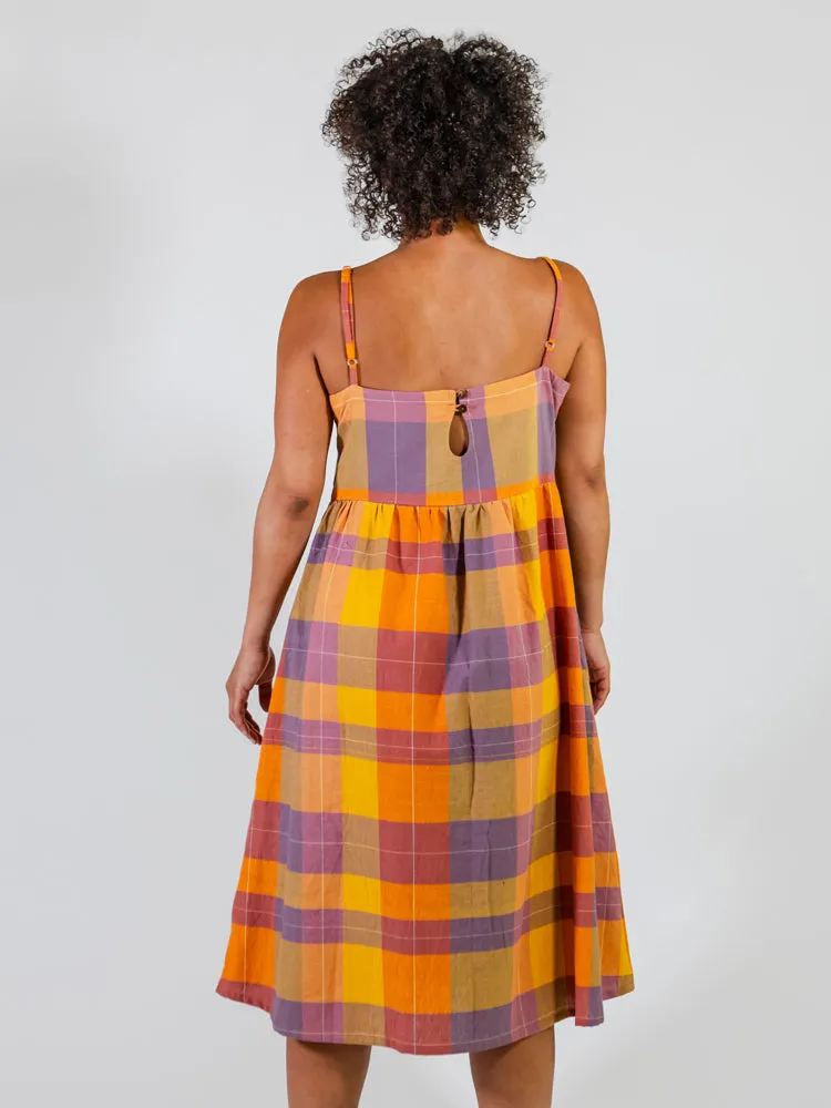 Ivy Midi Dress - Sunset Plaid