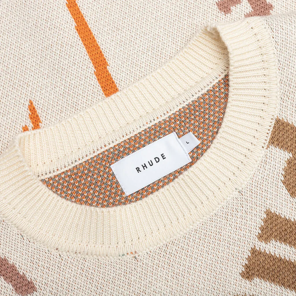 Jacquard Logo Knit Crewneck - Ivory/Multi