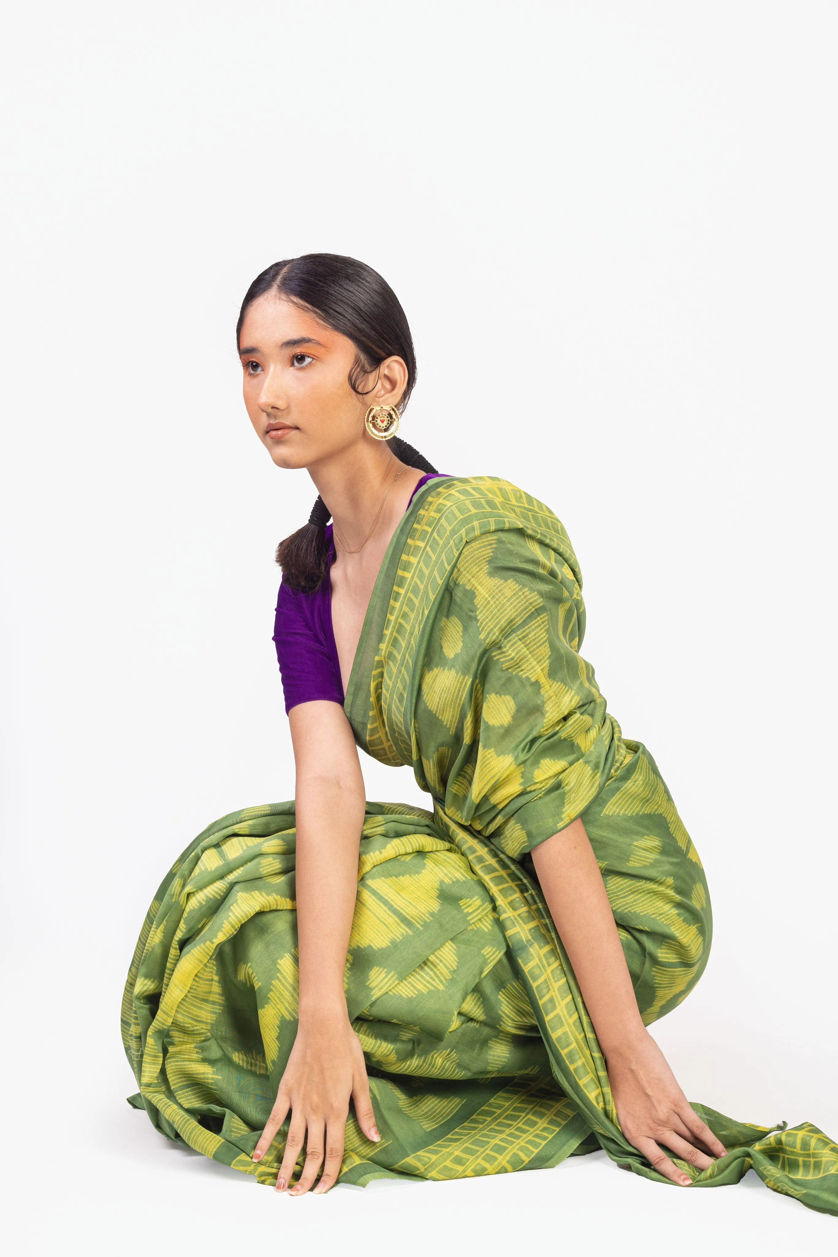 Kaisori Inayaat light green Shibori print saree