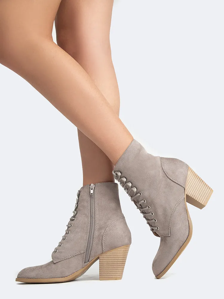 Lace Up Heeled Bootie