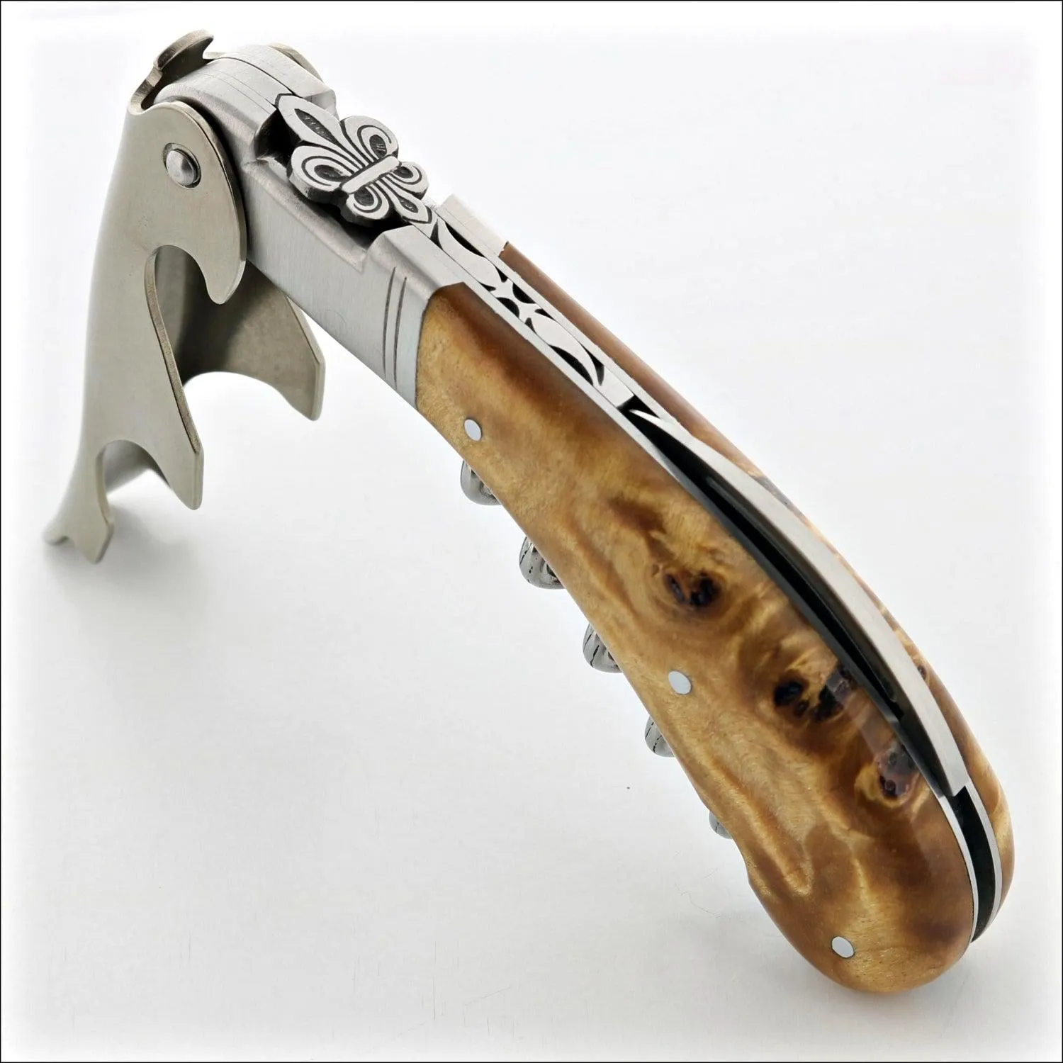 Laguiole Magnum Corkscrew Deco Fleur de Lys - Poplar Burl