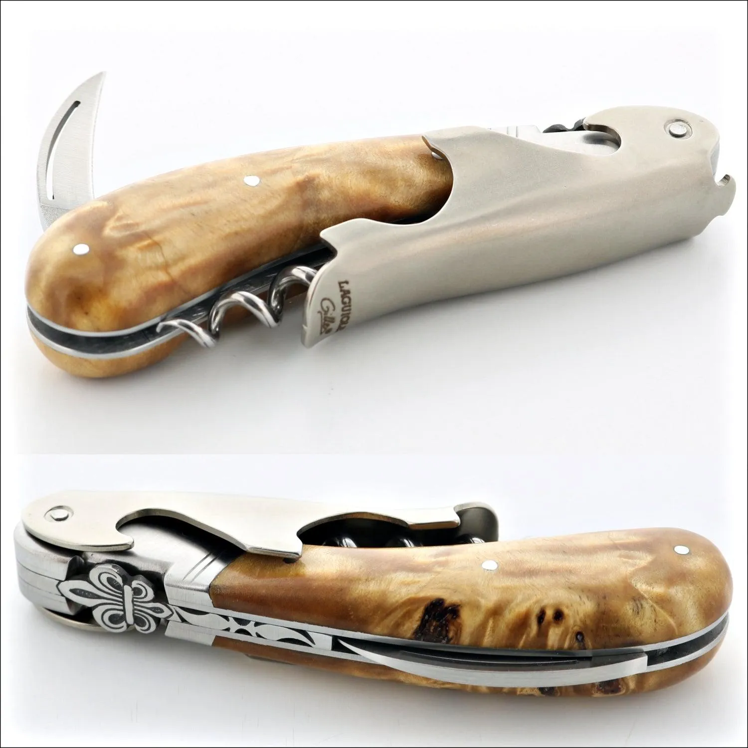 Laguiole Magnum Corkscrew Deco Fleur de Lys - Poplar Burl