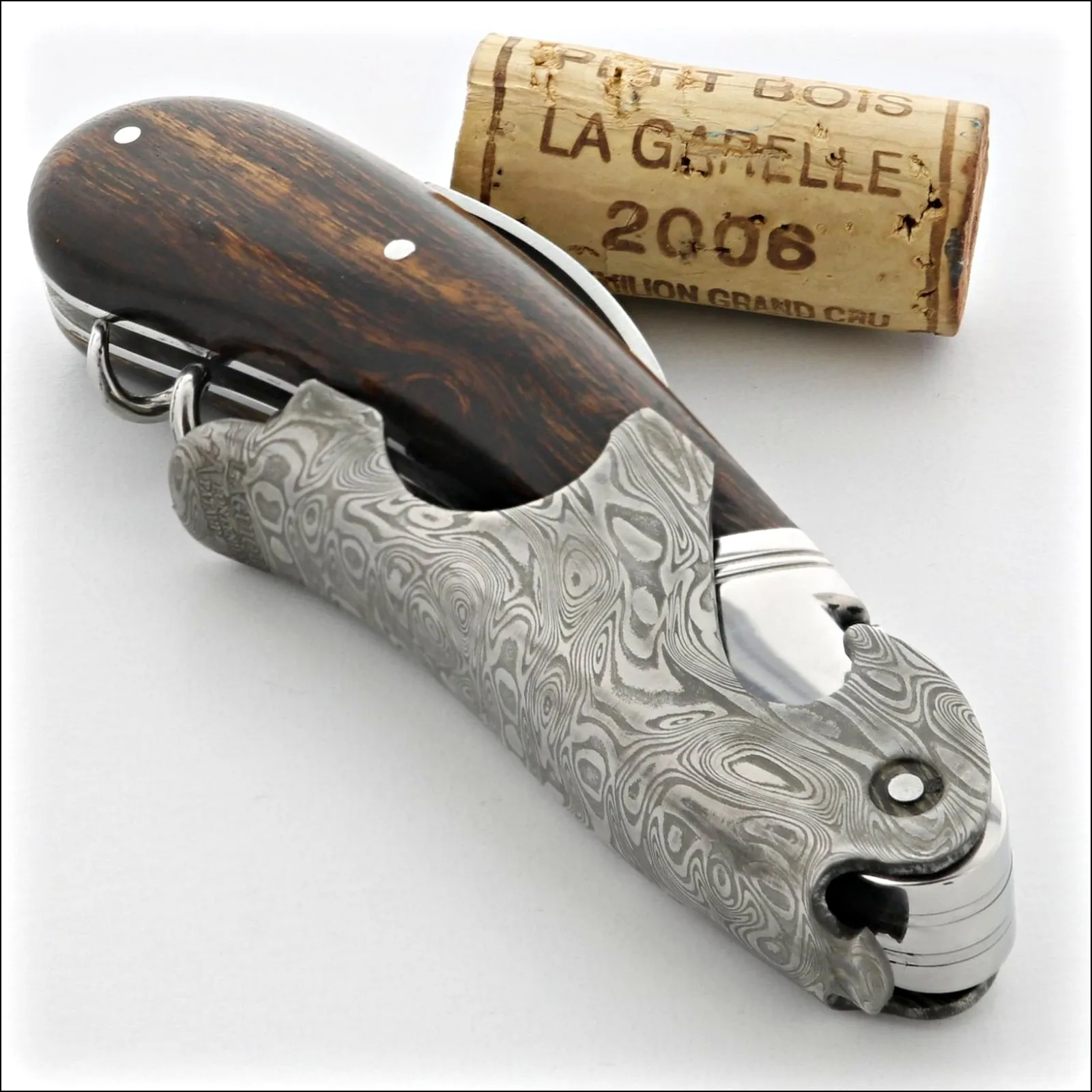 Laguiole Magnum Damascus Desert Ironwood Corkscrew