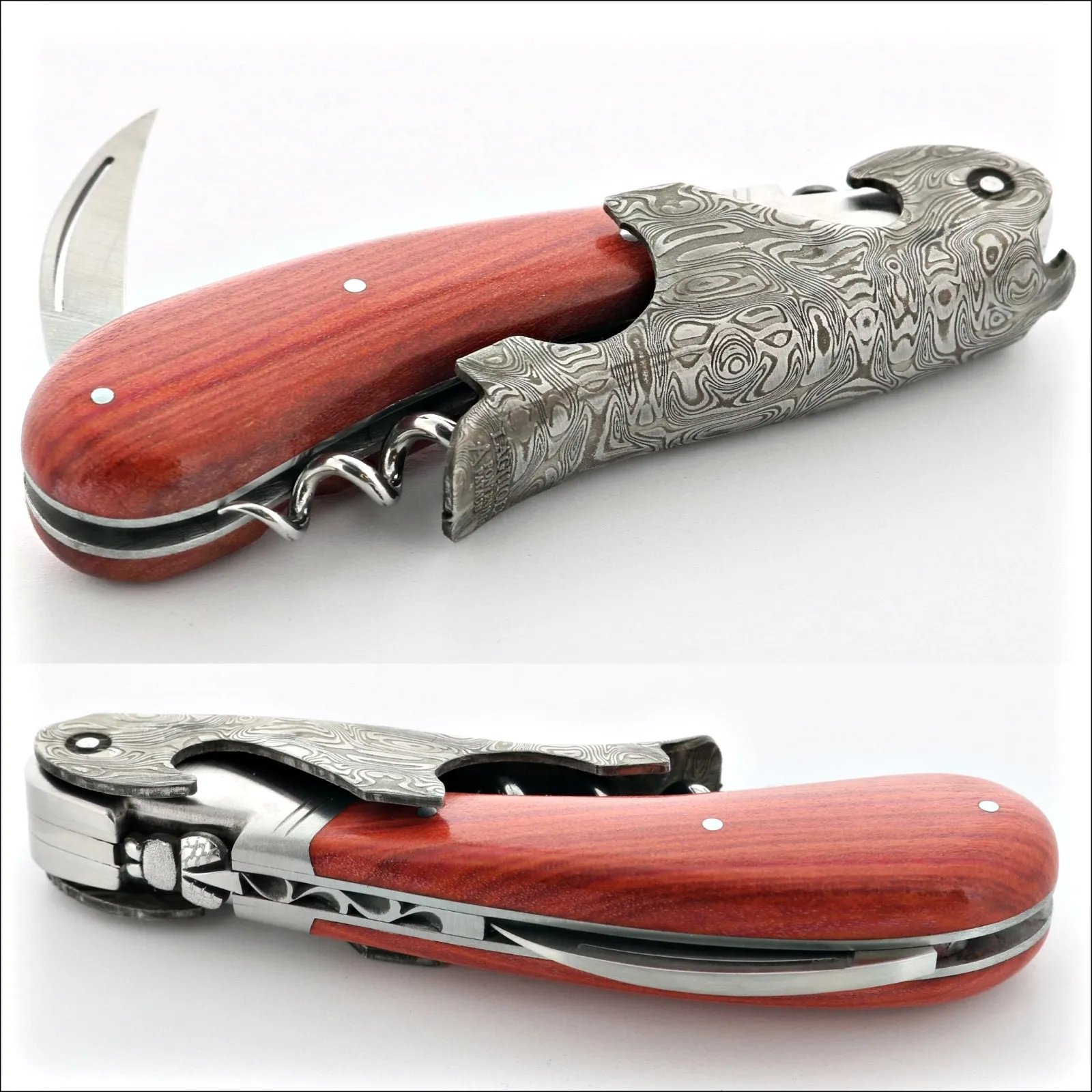 Laguiole Magnum Damascus Rosewood Corkscrew