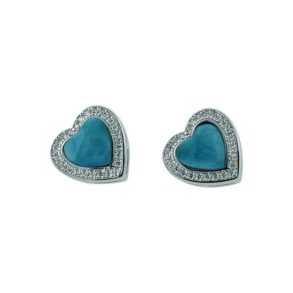 Larimar Hau'oli Heart Stud Earrings