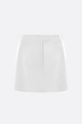 logo embroidered vinyl miniskirt