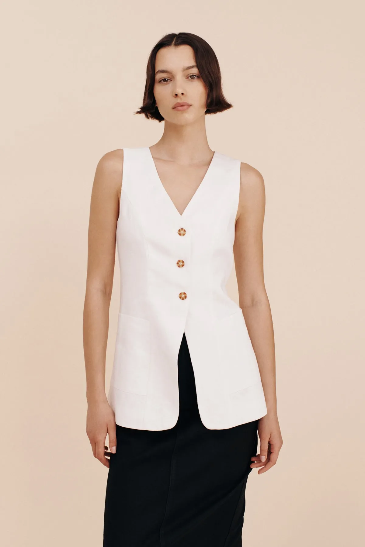 LORENZO TAILORED VEST - IVORY