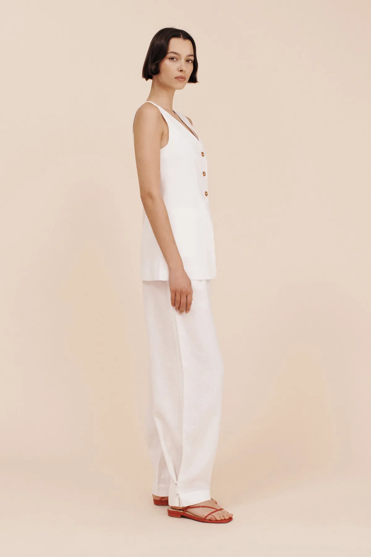 LORENZO TAILORED VEST - IVORY