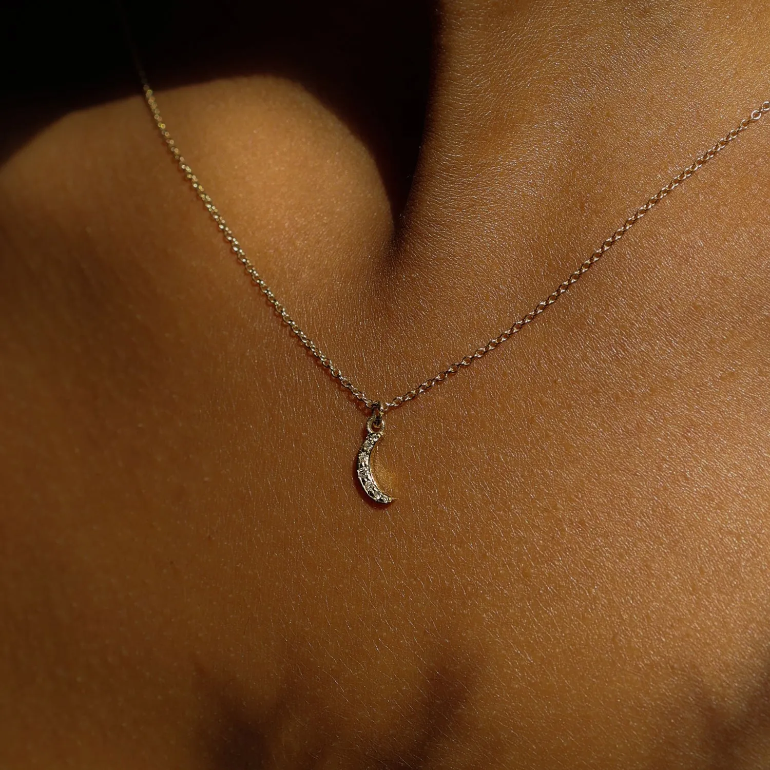 Luna Necklace | Solid 14k Gold & Diamond