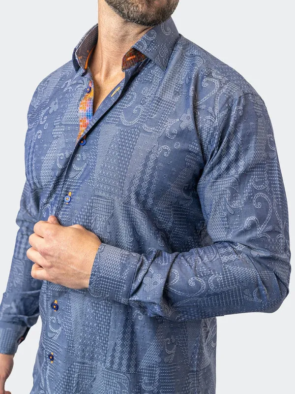 Maceoo Stretch Shirt | Fibonacci Denimpatch Blue