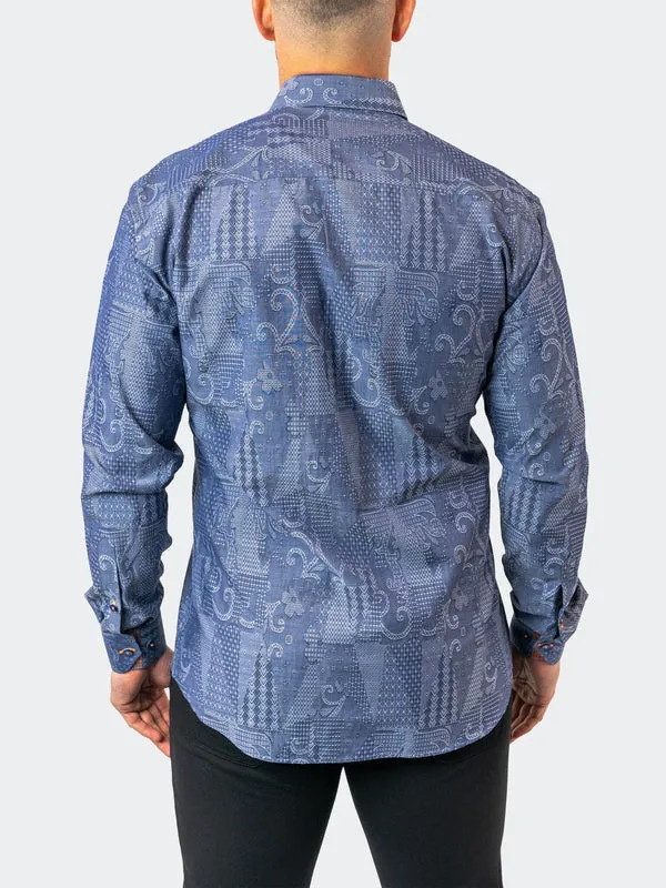 Maceoo Stretch Shirt | Fibonacci Denimpatch Blue