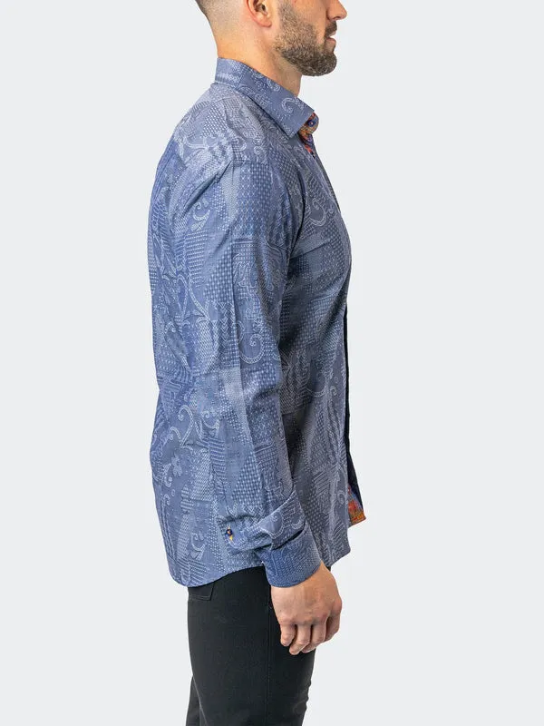 Maceoo Stretch Shirt | Fibonacci Denimpatch Blue