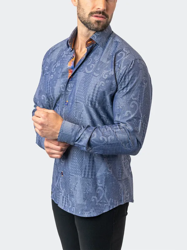 Maceoo Stretch Shirt | Fibonacci Denimpatch Blue