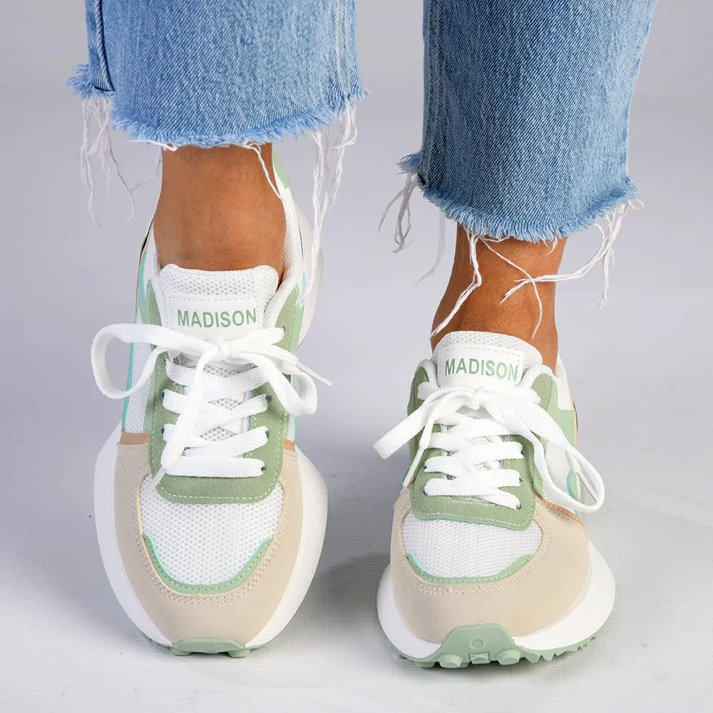 Madison Simone Lace Up  Sneaker - Green Multi