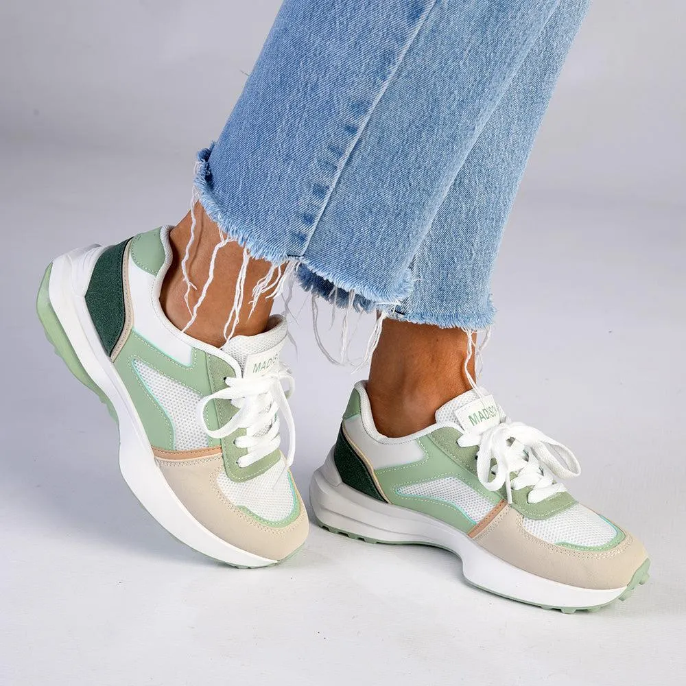 Madison Simone Lace Up  Sneaker - Green Multi