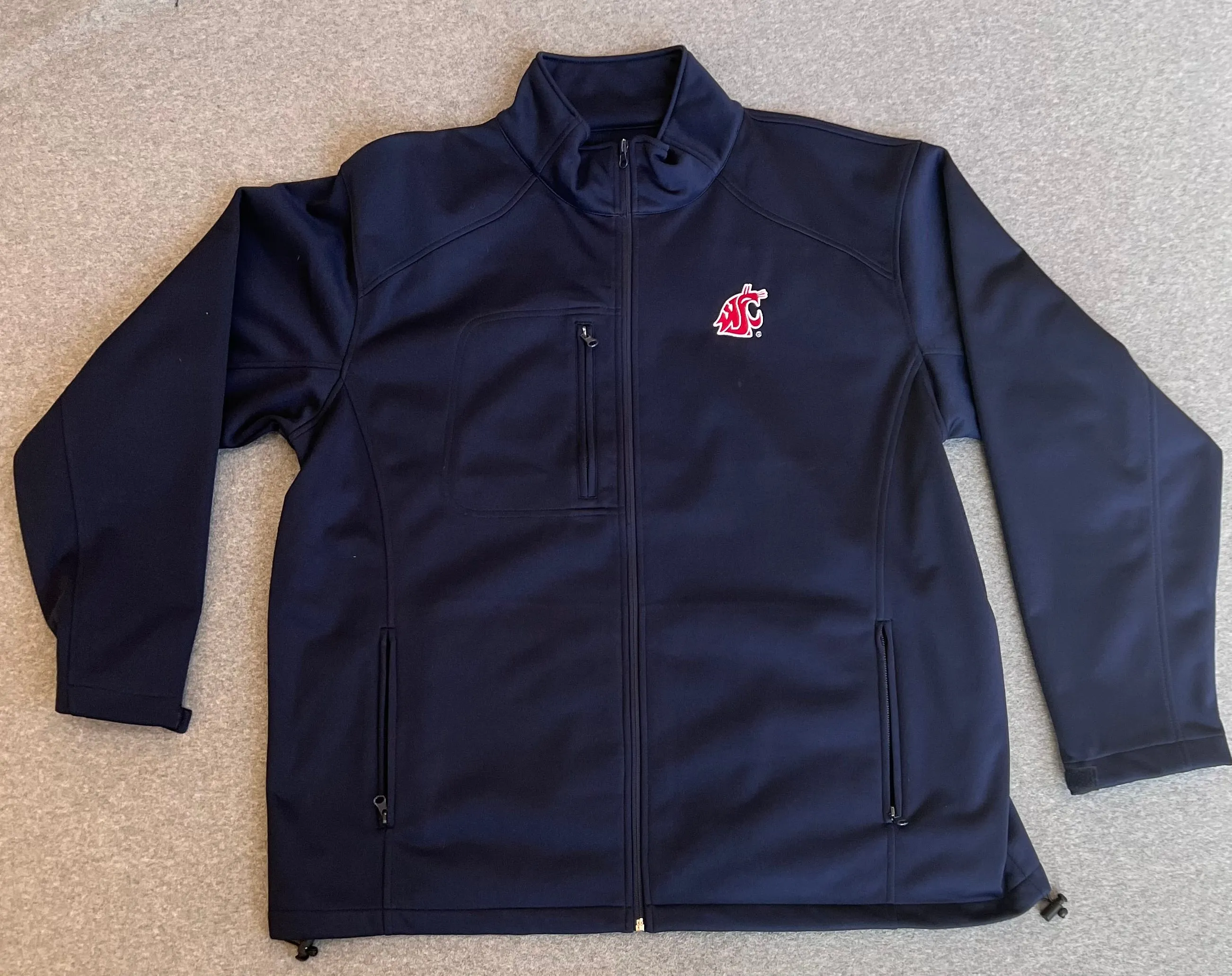 Mens Navy Blue Embroidered Full Zip