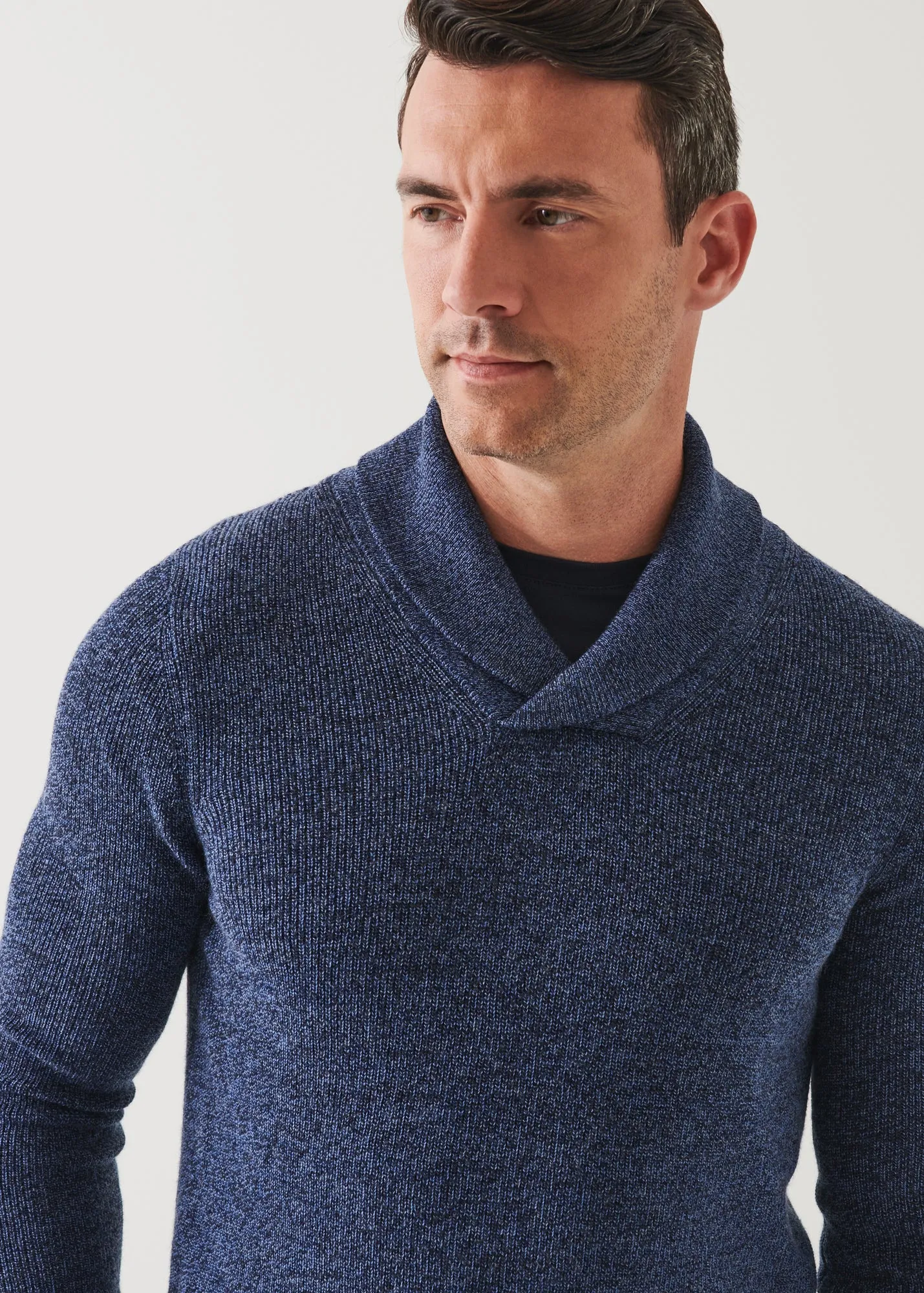 MERINO WOOL SHAWL COLLAR  SWEATER