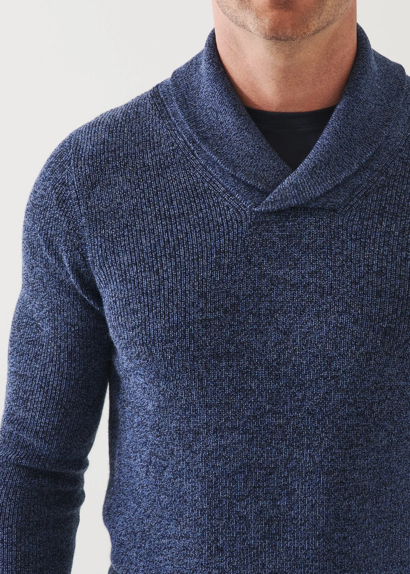 MERINO WOOL SHAWL COLLAR  SWEATER