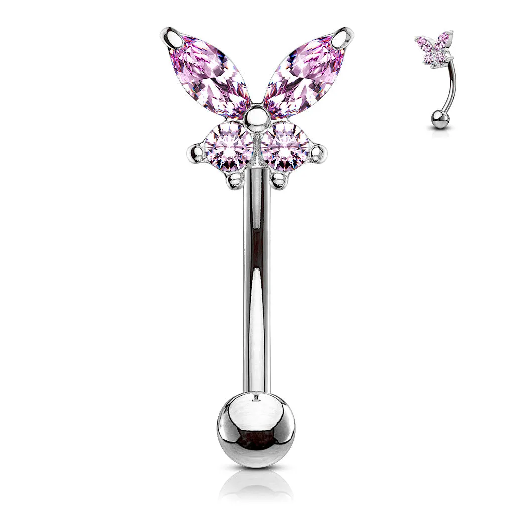 Minimal Pink Butterfly Belly Ring