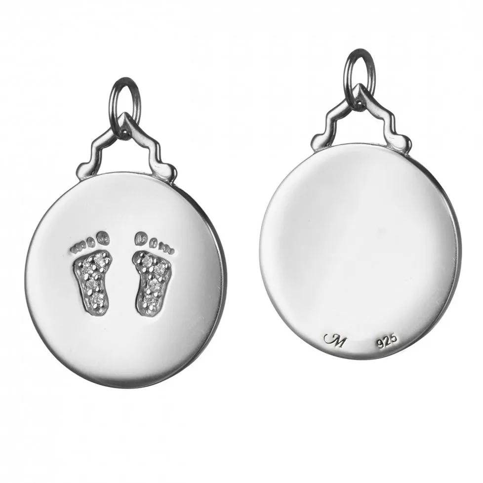 Monica Rich Kosann Sterling Silver 3/4 Charm White Sapphire baby feet Footprints