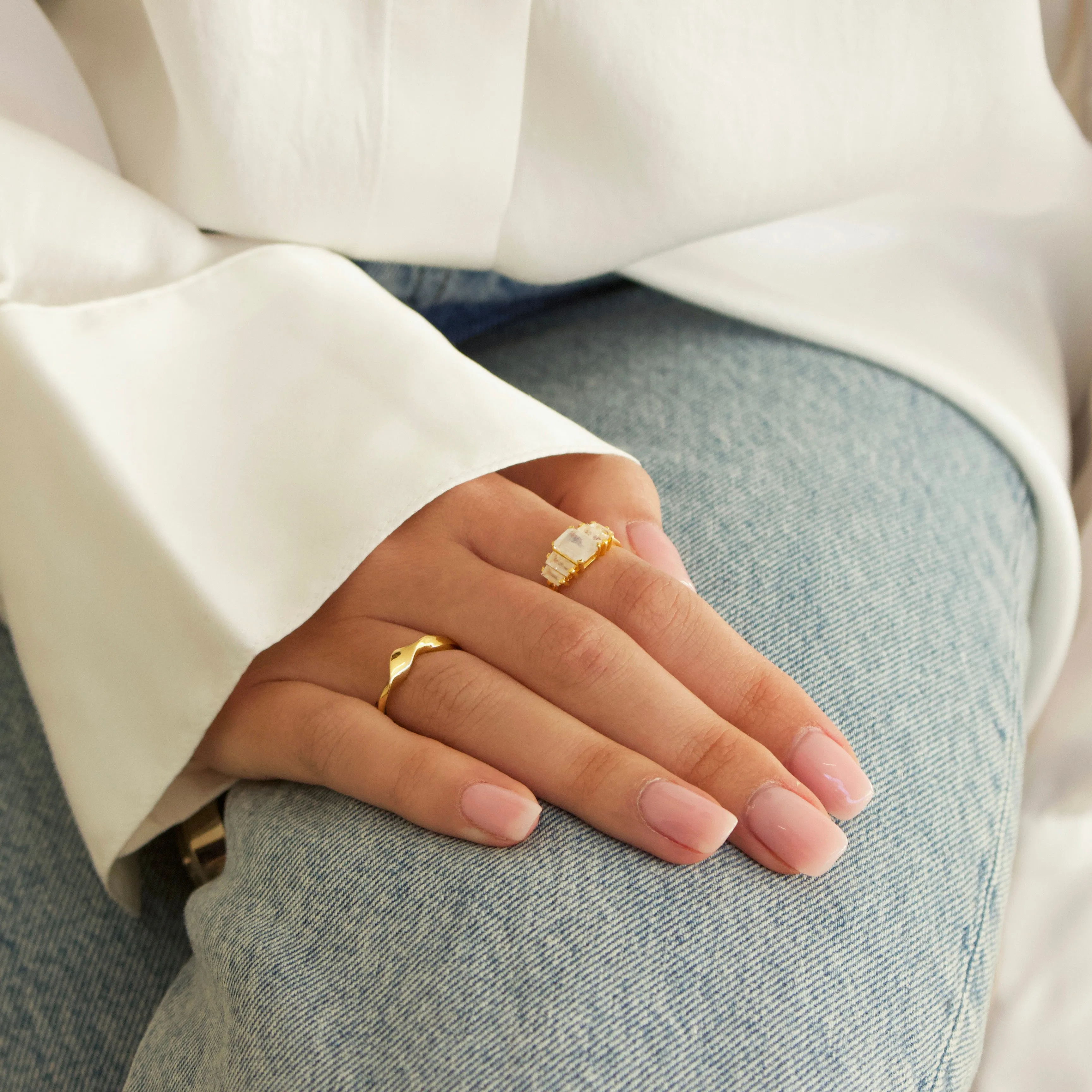 Moonstone Deco Ring