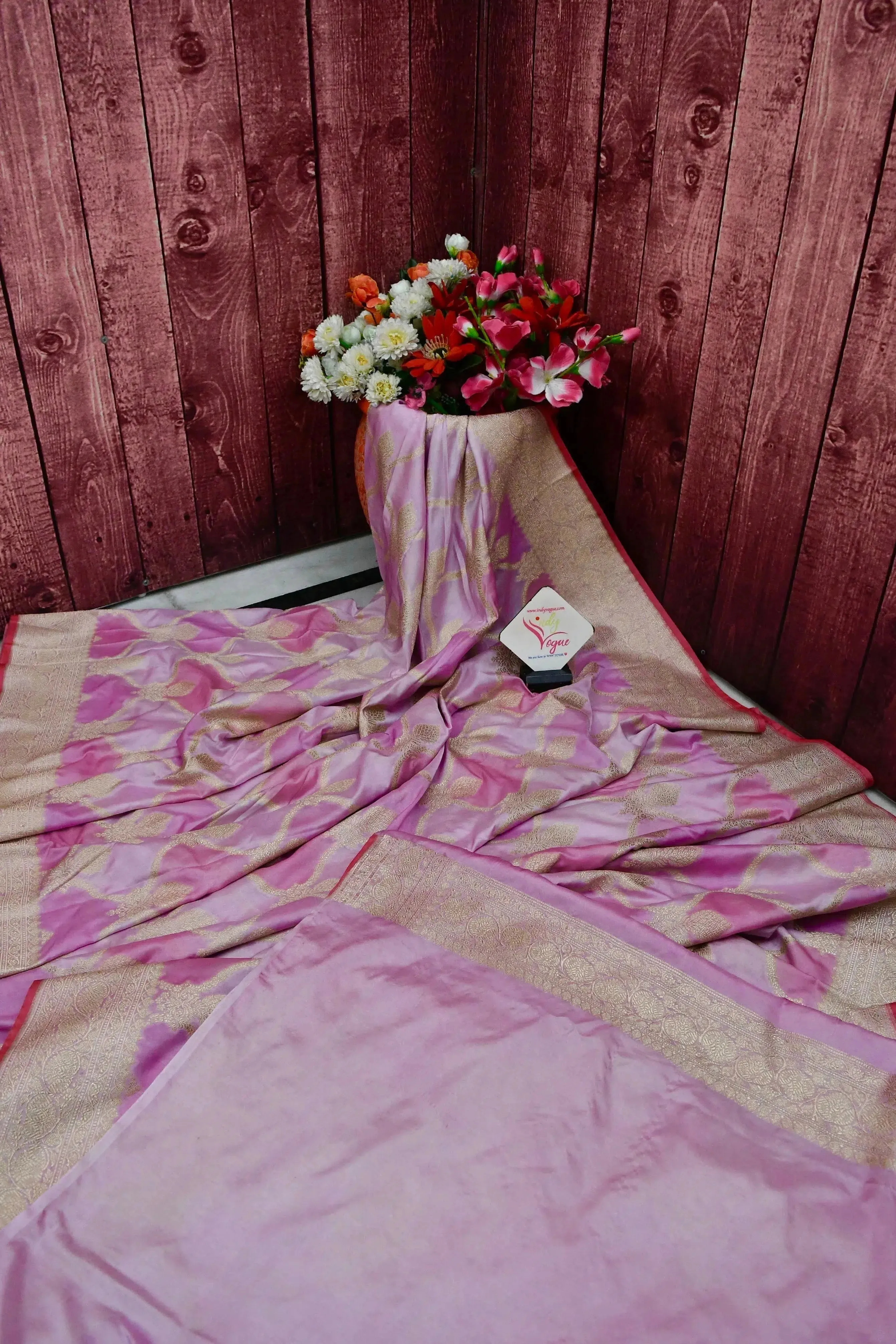 Multi-Pink Color Satin Silk Saree in Rangkat Design