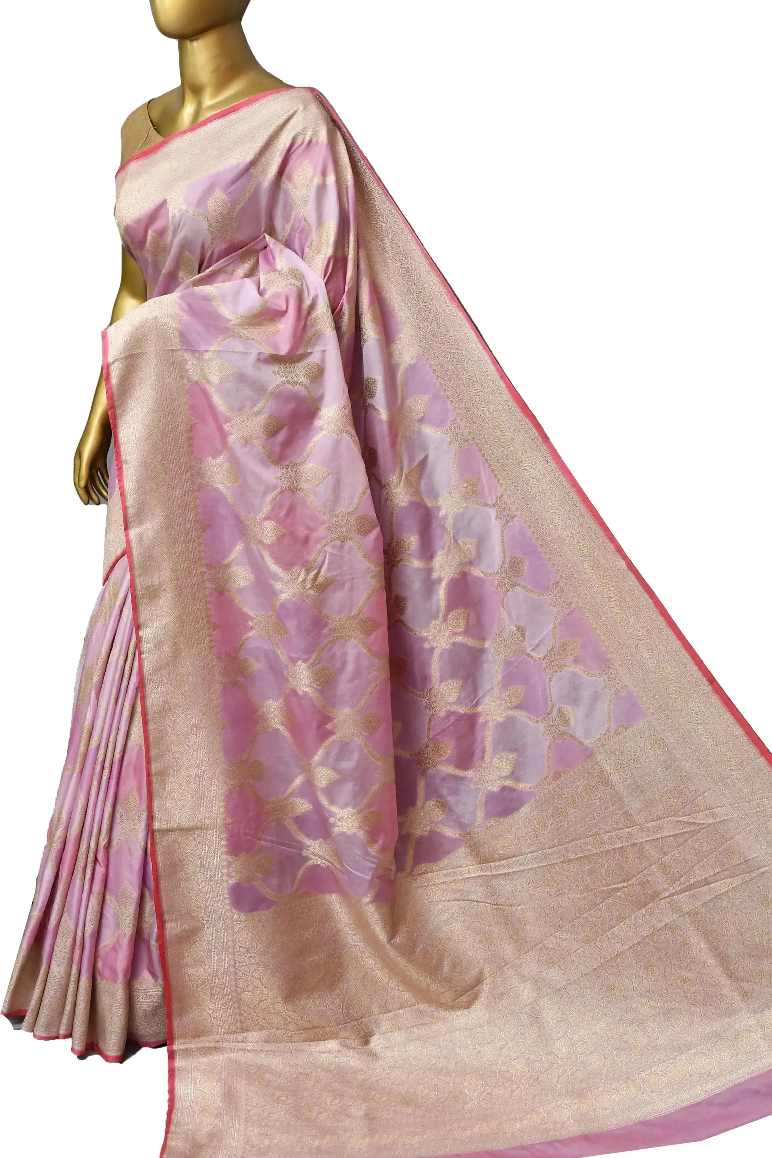 Multi-Pink Color Satin Silk Saree in Rangkat Design