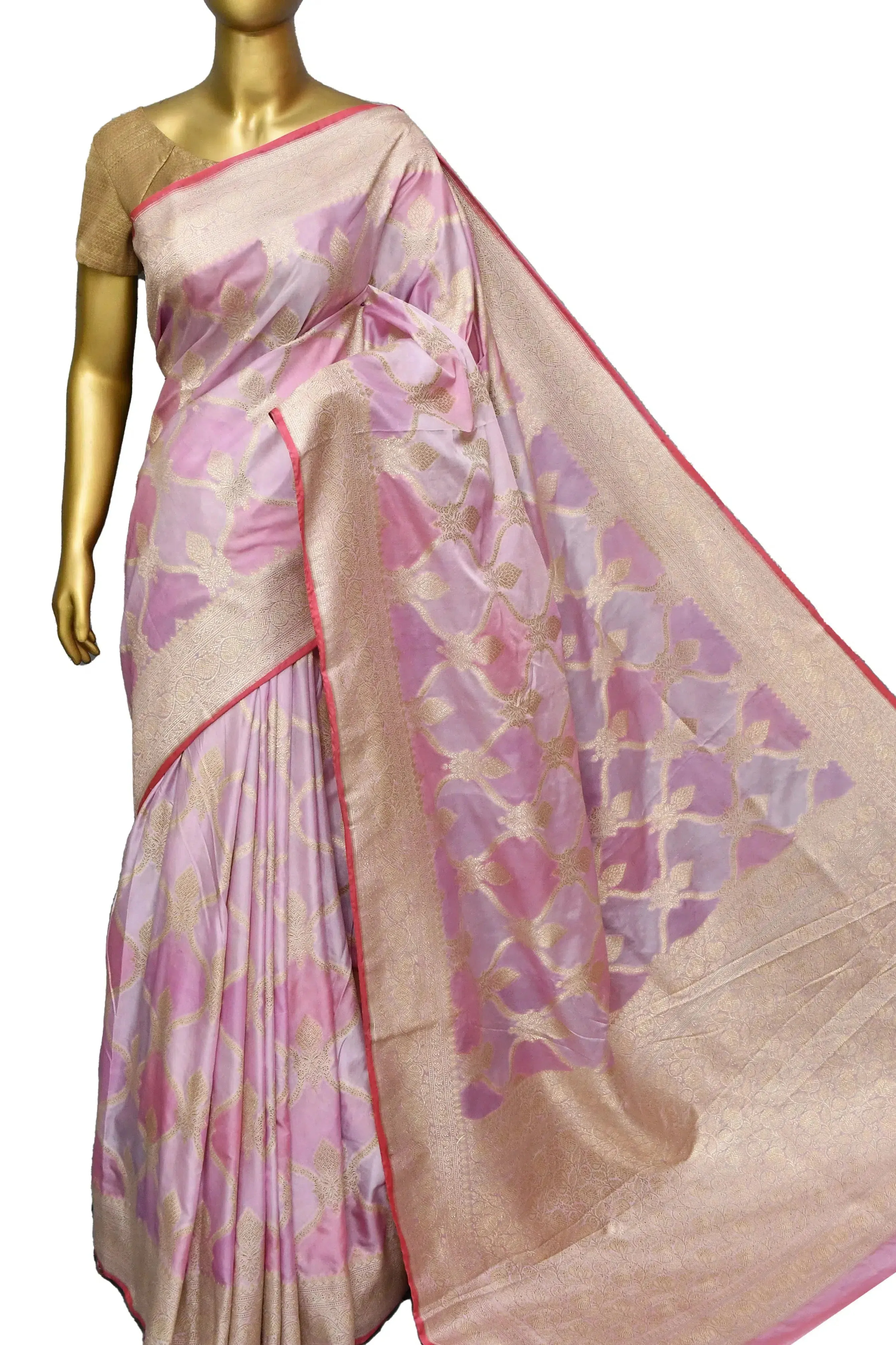 Multi-Pink Color Satin Silk Saree in Rangkat Design