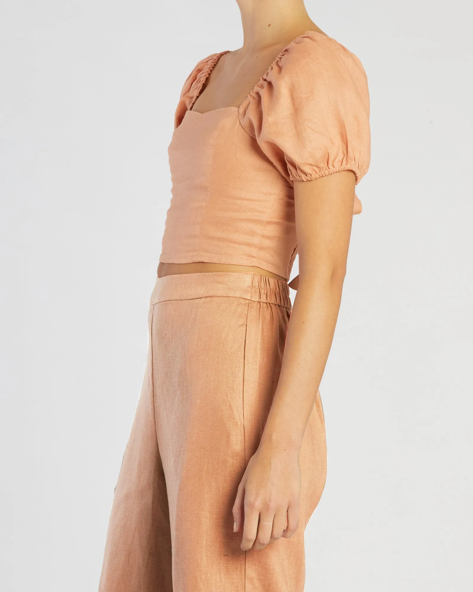 Muse Linen Top - Apricot