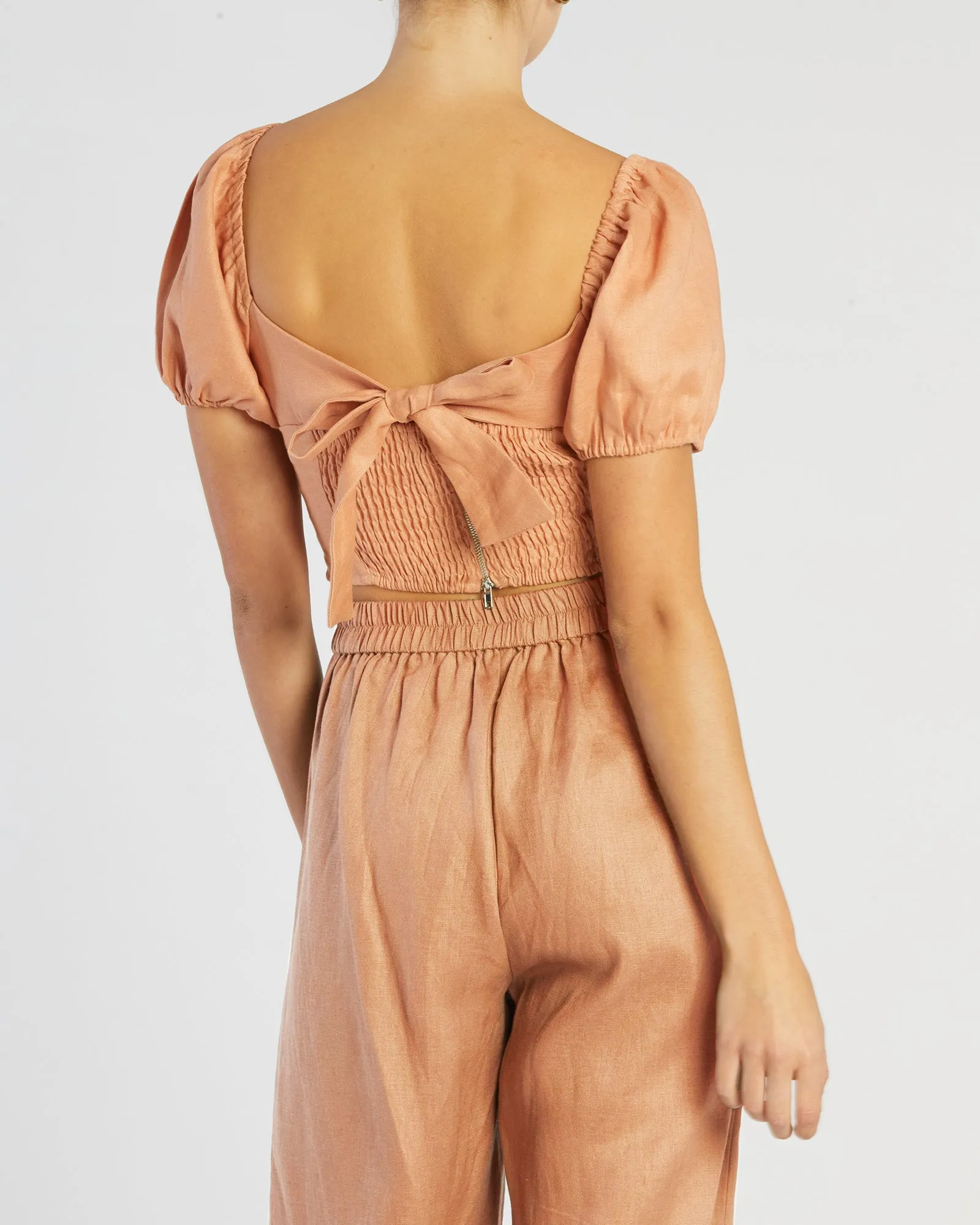 Muse Linen Top - Apricot