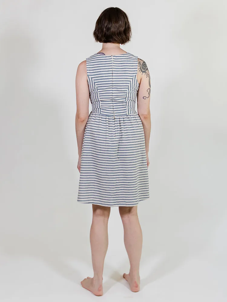 Nadiya Dress - Pinstripe Blue