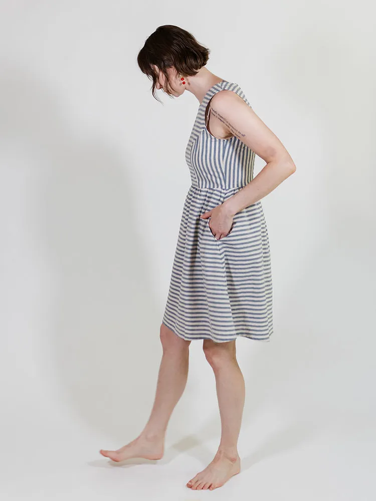 Nadiya Dress - Pinstripe Blue