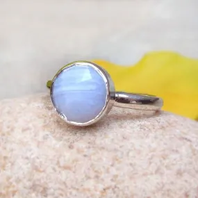 Natural Blue Lace Agate Ring Sterling Silver Ring Agate Jewelry Gift for her