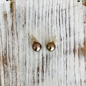 Natural Chocolate Tahitian Pearl Studs