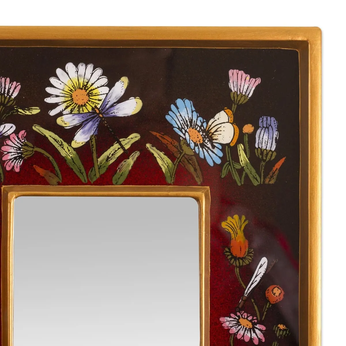 Novica Currant Fields Small Reverse-Painted Glass Wall Mirror