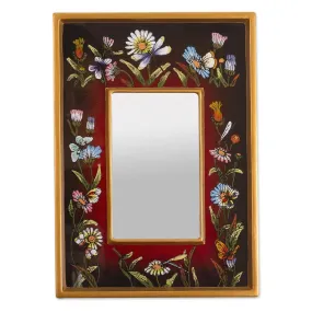 Novica Currant Fields Small Reverse-Painted Glass Wall Mirror