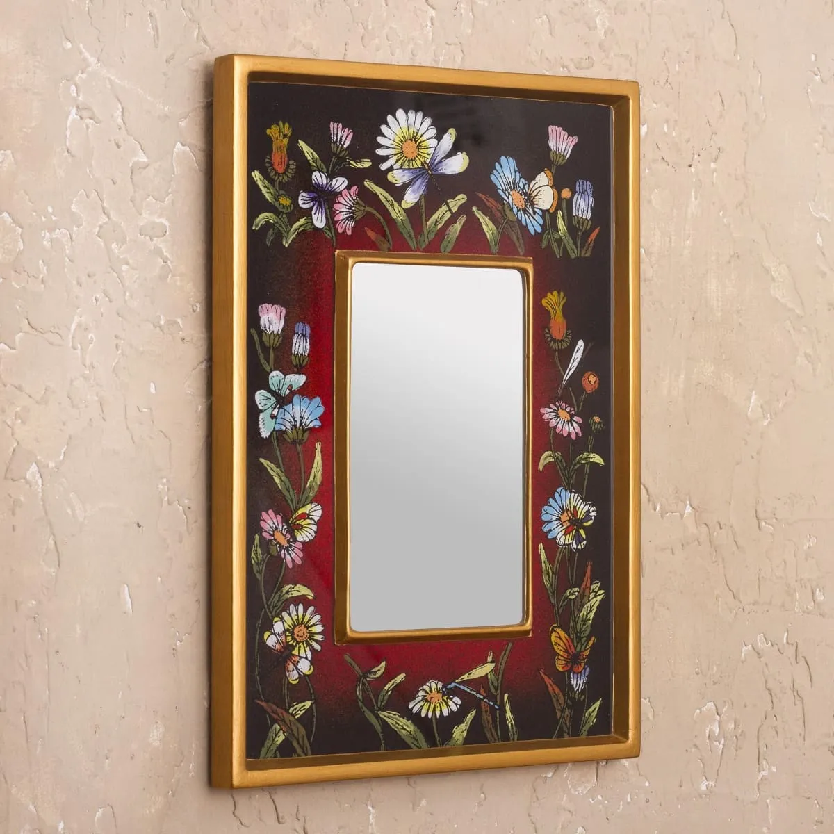 Novica Currant Fields Small Reverse-Painted Glass Wall Mirror