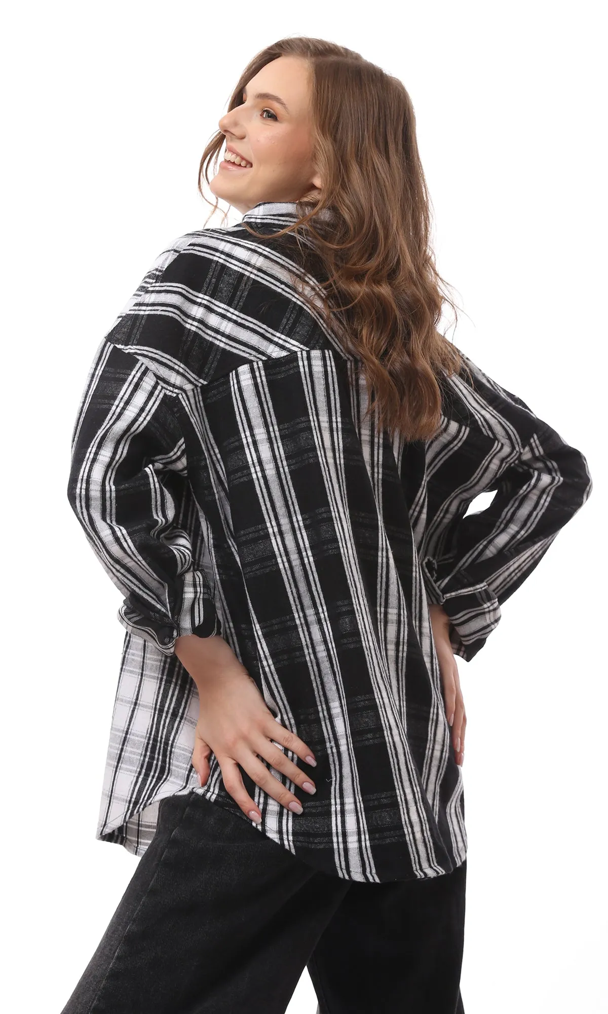 O172731 Bi-Tone Tartan Black & White Winter Shirt