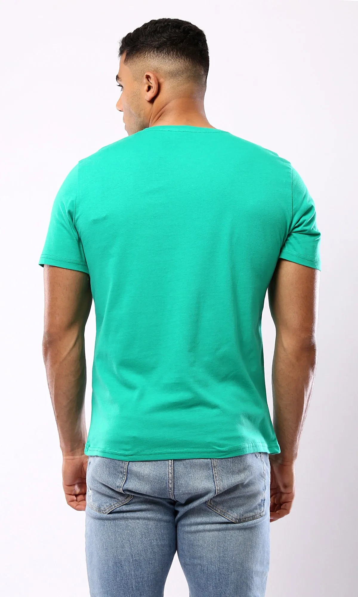 O179023 Light Green Slip On Regular Fit Cotton Tee