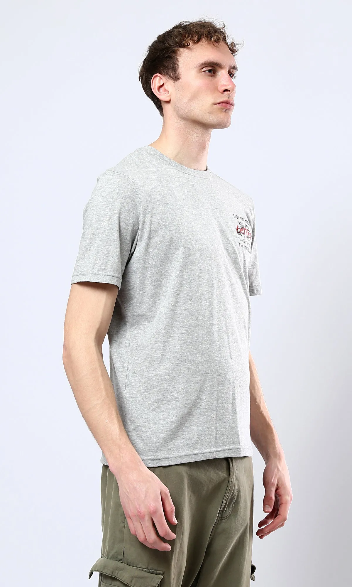 O179027 Light-Weight Heather Grey Casual Tee