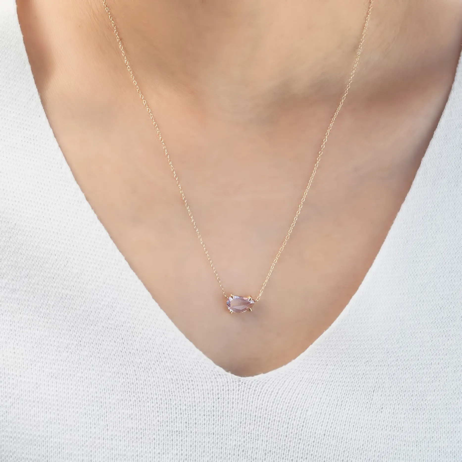 Organic Necklace 1.27ct Pink Rose Cut Sapphire (One of a kind)