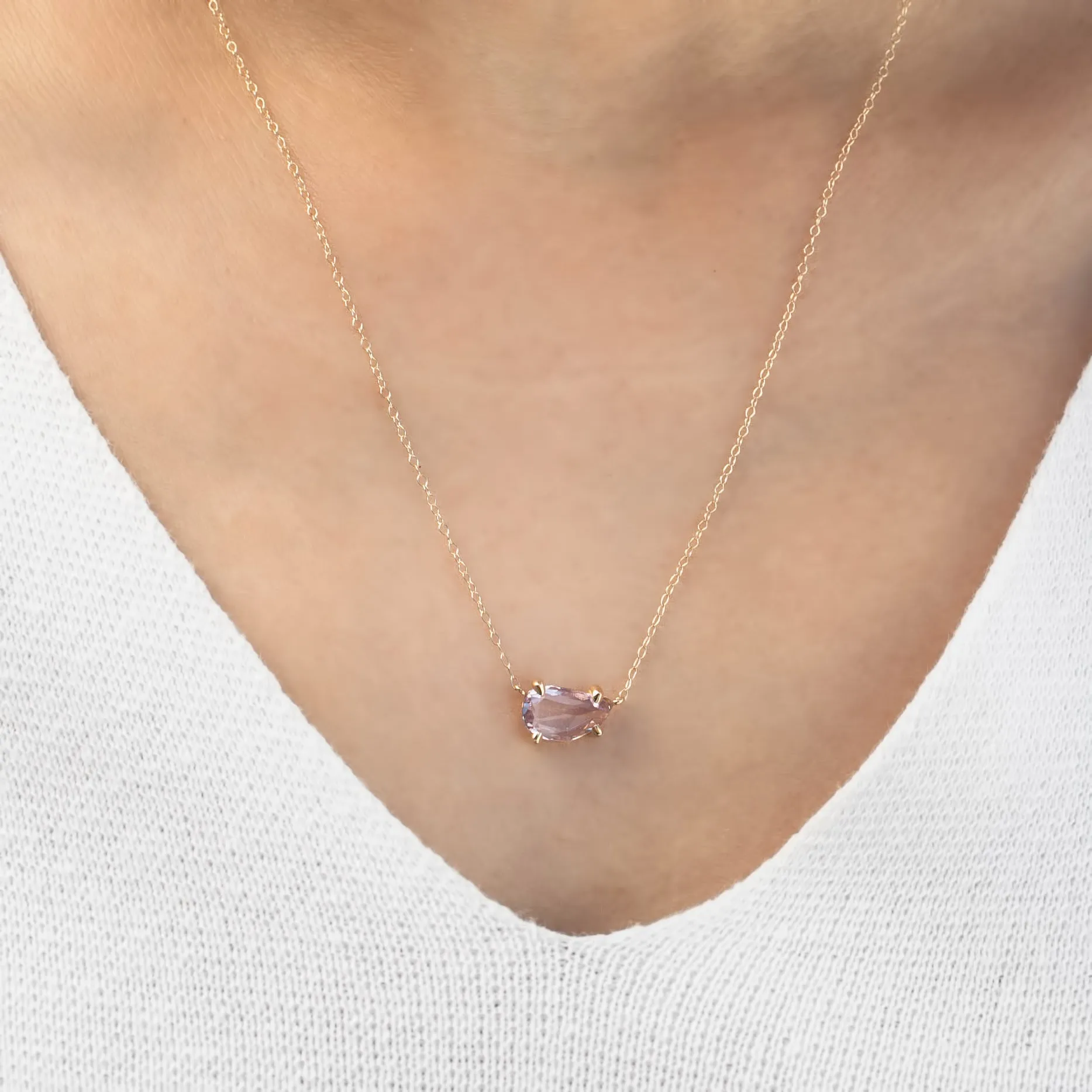 Organic Necklace 1.27ct Pink Rose Cut Sapphire (One of a kind)