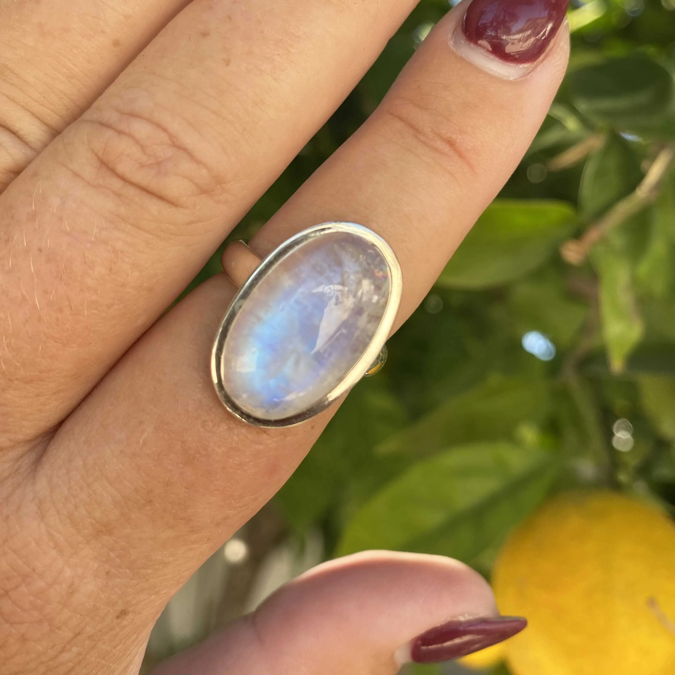 Oval Rainbow Moonstone Ring, One of a Kind