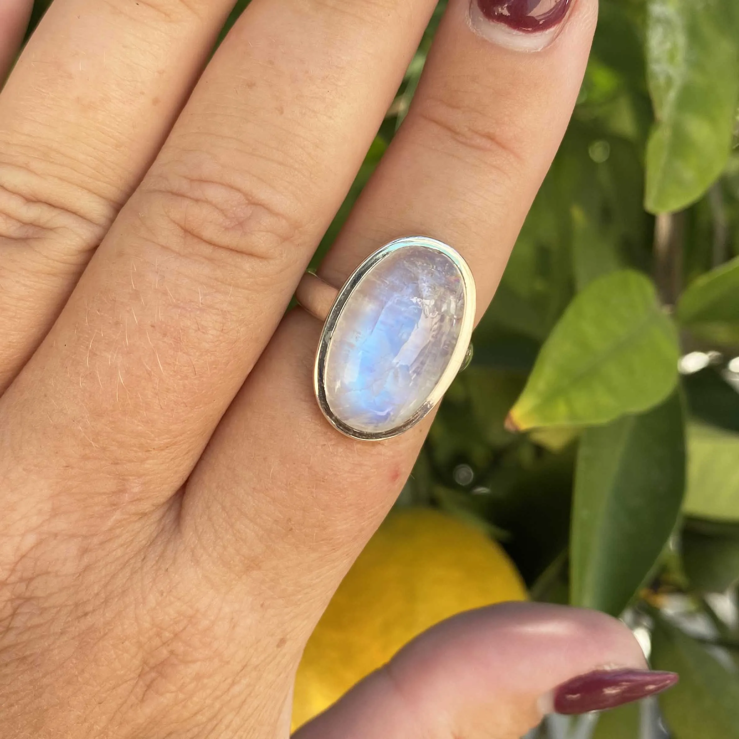 Oval Rainbow Moonstone Ring, One of a Kind