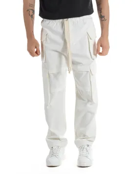 Pantaloni Uomo Pantalaccio Con Tasconi Cargo Baggy Bianco Coulisse Fondo Largo GIOSAL-P6007A